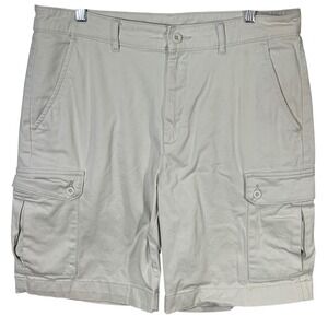 St‎ John's Bay Mens Cargo Shorts Size 36 Beige Cotton Blend Casual